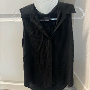 Theory Black Sleeveless Blouse with Collar